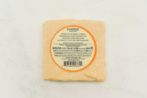 Back label for Cheese Brothers 15-year aged white cheddar.