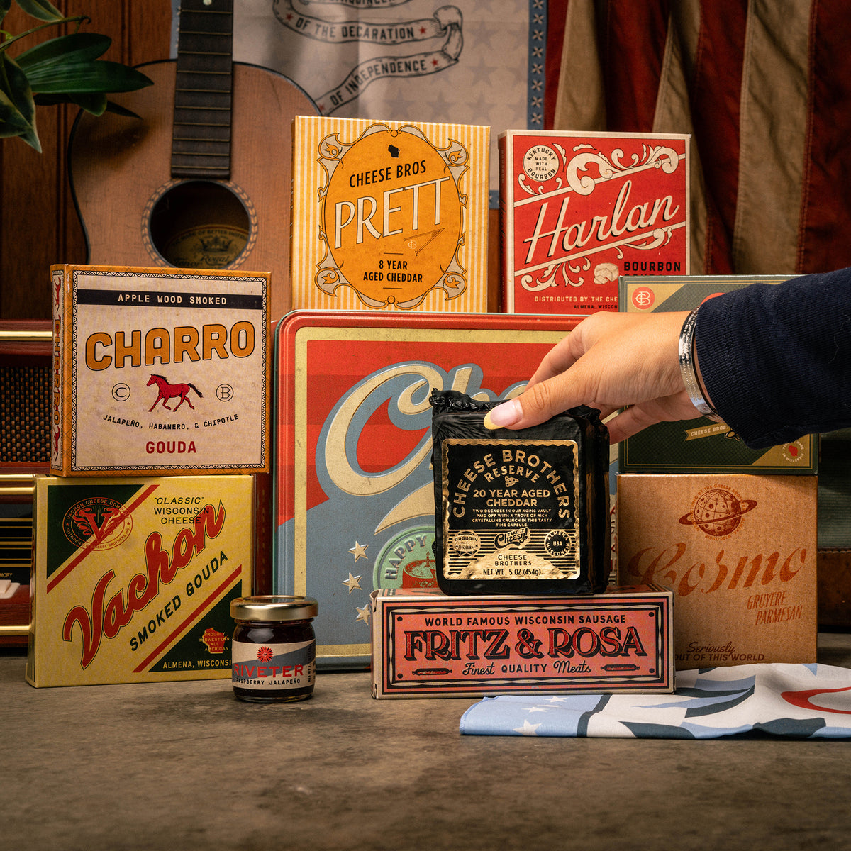 Retro Americana Cheese Gift Tin (+ Bonus 20-Year-Aged Cheddar)