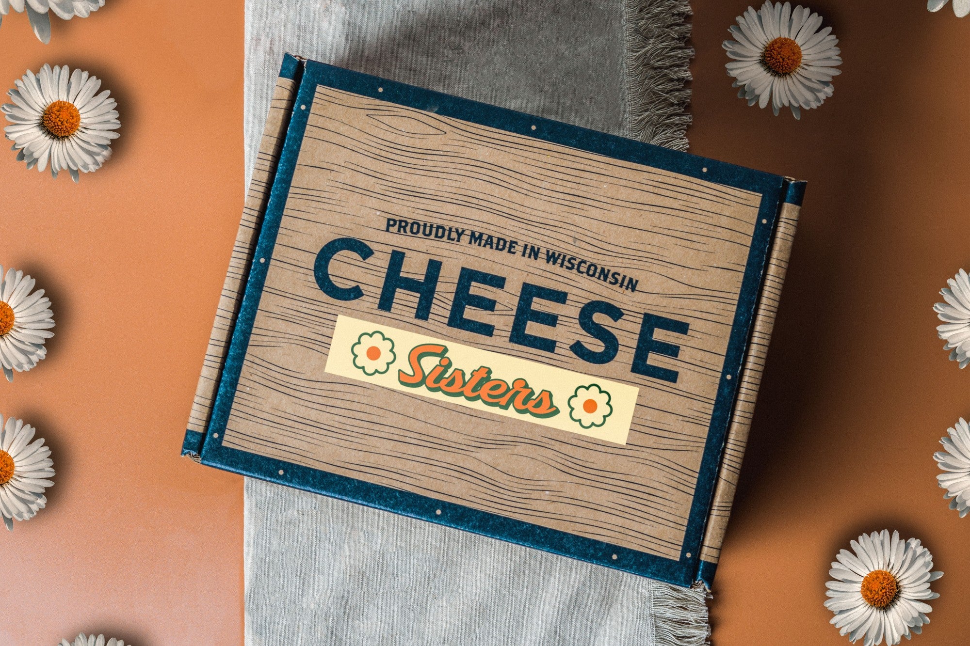 Cheese Sisters box with Meet the Cheese Sisters letter. 