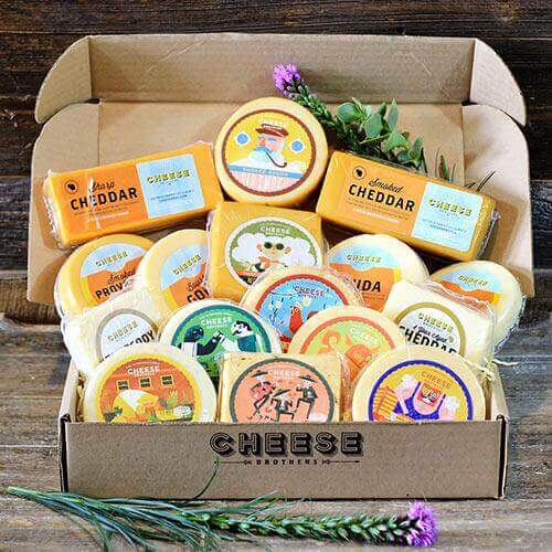 Ultimate Wisconsin Cheese Sampler with an assortment of cheeses