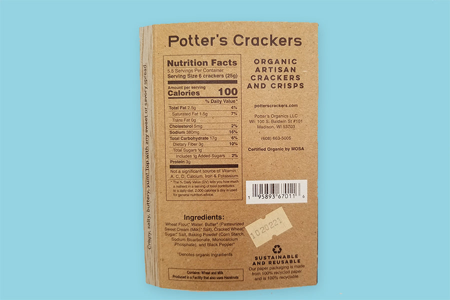 Potter's Crackers Gourmet Organic Crackers for Cheese