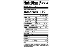 Nutrition Facts label for Cheese Brothers smoked bacon gouda cheese. 